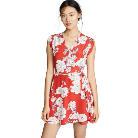 Yumi Kim Soho Mixer Silk Wrap Dress in Sweet Jasmine Red, XS - Picture 2 of 7
